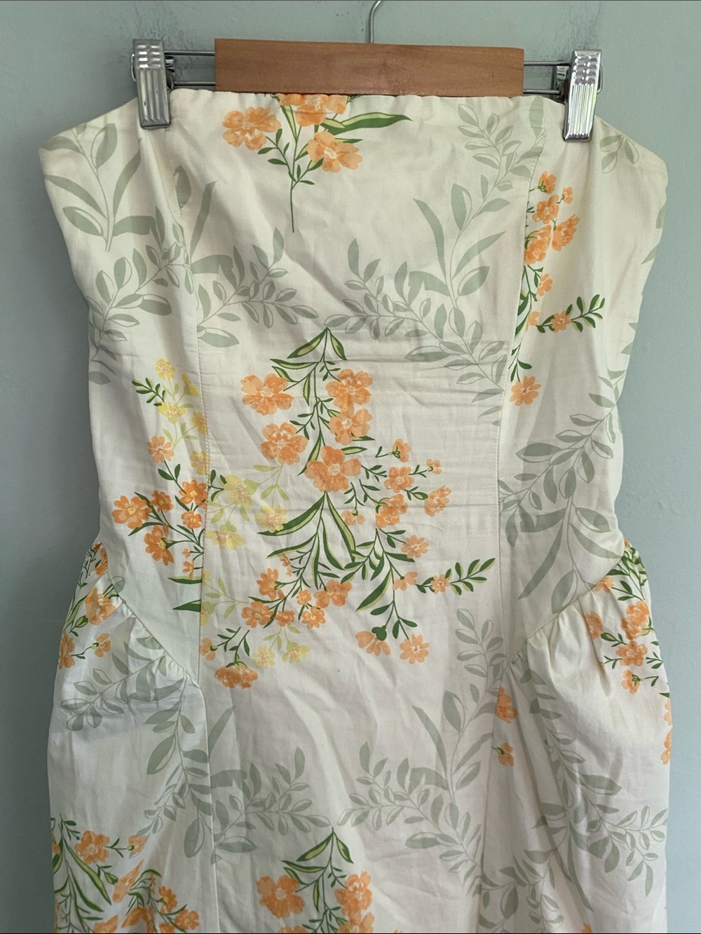 Band of the Free Women’s Cream Floral Strapless Maxi Dress Size Medium W/ Pocket - Picture 2 of 8